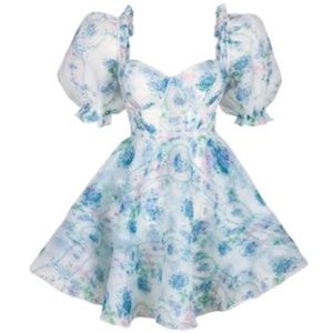 Selkie Floral Mini Dress - Blue and Pink